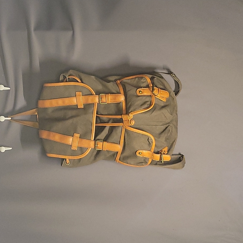 Canvas and leather backpack